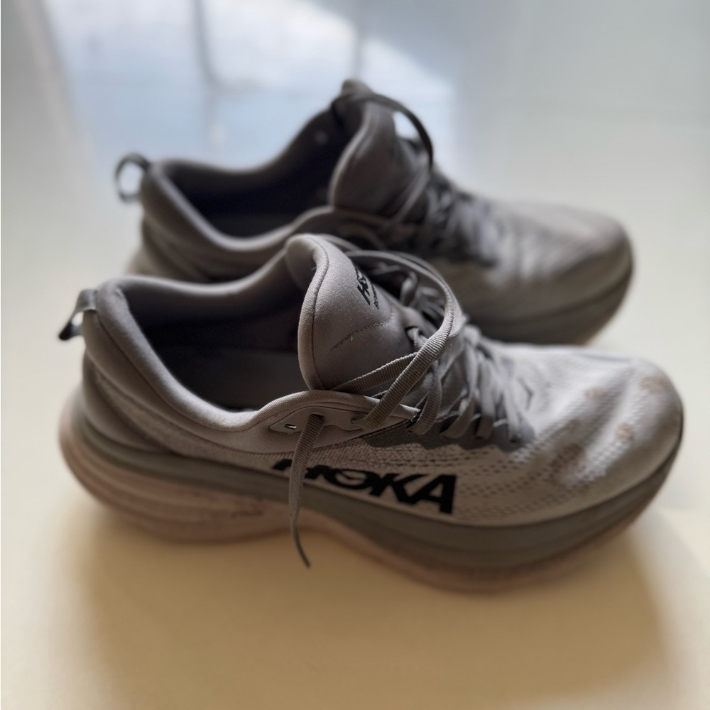 Hoka Bondi 8 Light Gray Mens 10.5 Running Shoes
